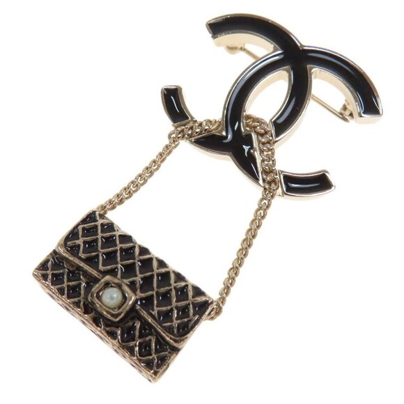CHANEL Gold Logo Brooch - Picture 1 of 8